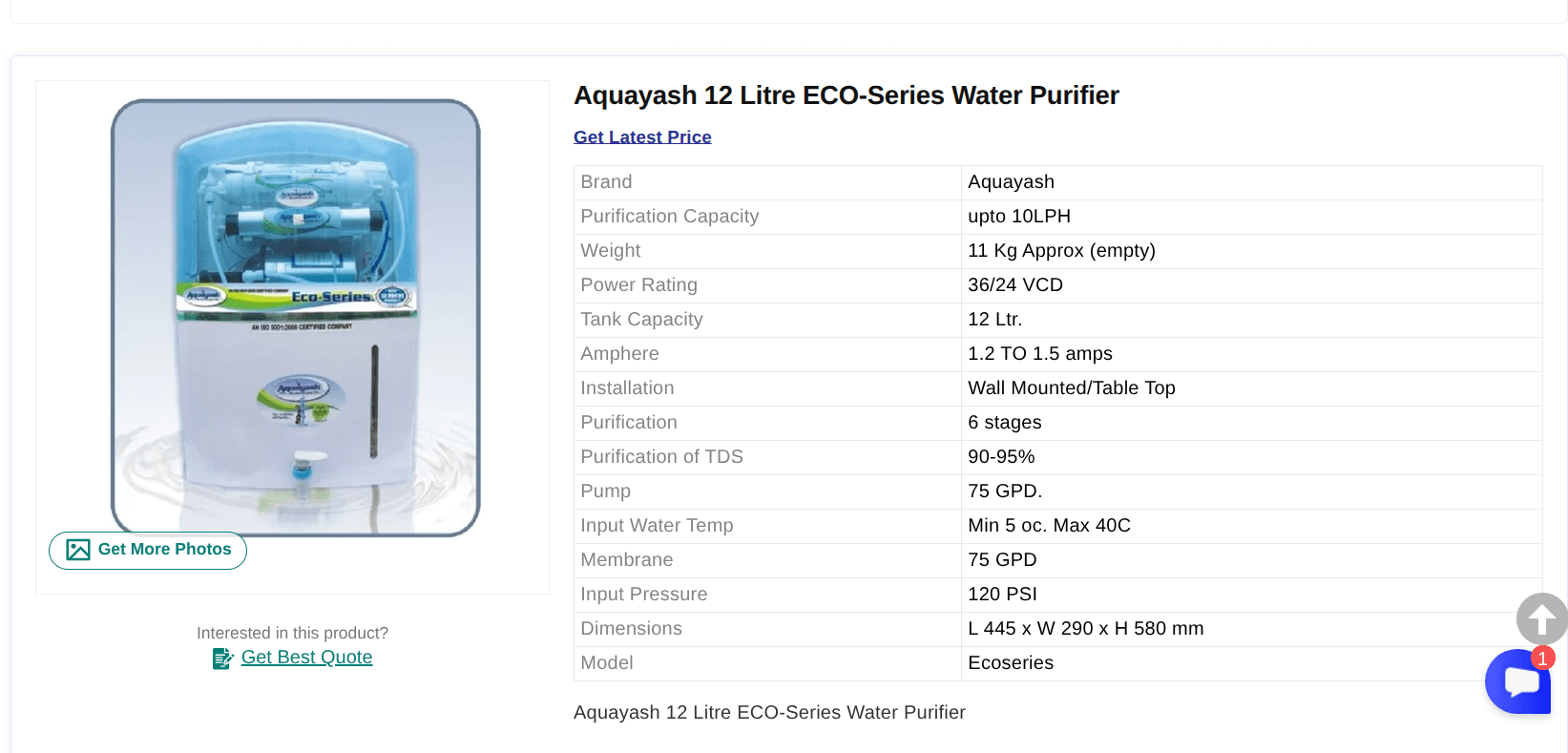 Aquayash Eco RO Water Purifier