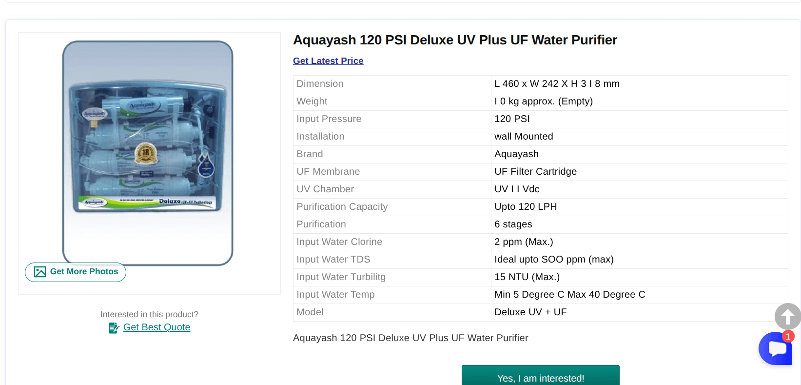 Aquayash Plus RO Water Purifier